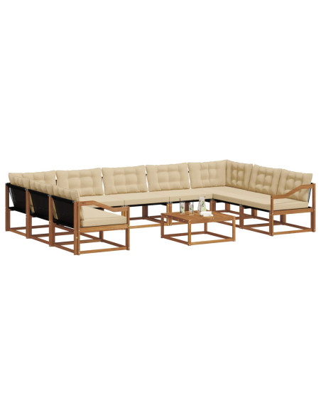 Set di divani con cuscino 10 pcs Naturale e Beige