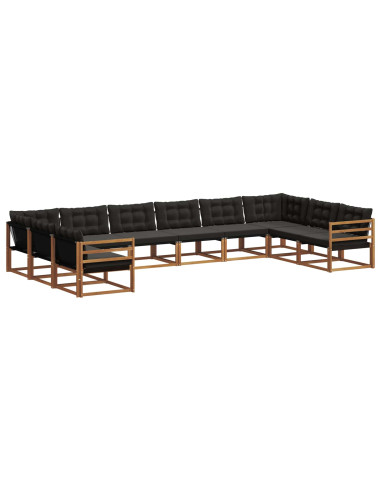 Set di divani con cuscino 10 pcs Naturale e Nero