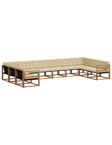 Set di divani con cuscino 10 pcs Naturale e Beige