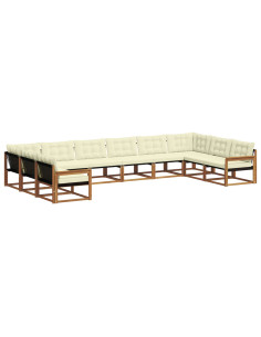 Set di divani con cuscino 10 pcs Naturale e Crema 2