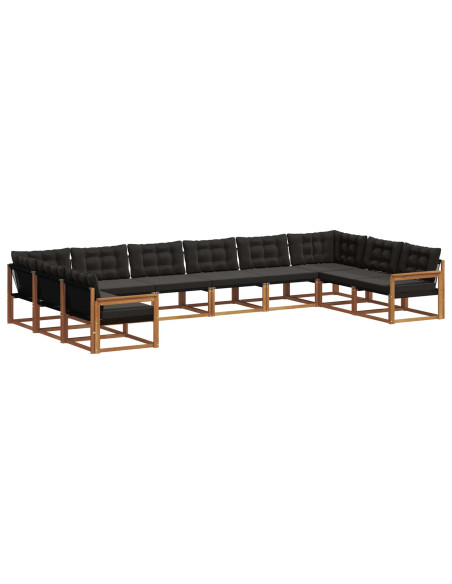 Set di divani con cuscino 10 pcs Naturale e Nero