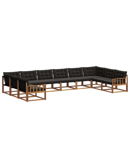 Set di divani con cuscino 10 pcs Naturale e Nero