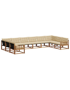 Set di divani con cuscino 10 pcs Naturale e Beige 2