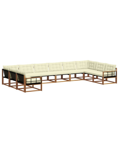 Set di divani con cuscino 10 pcs Naturale e Crema