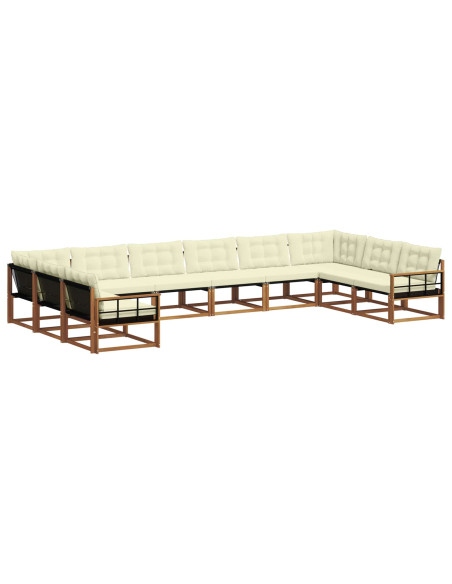 Set di divani con cuscino 10 pcs Naturale e Crema
