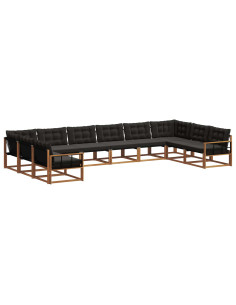 Set di divani con cuscino 10 pcs Naturale e Nero 2