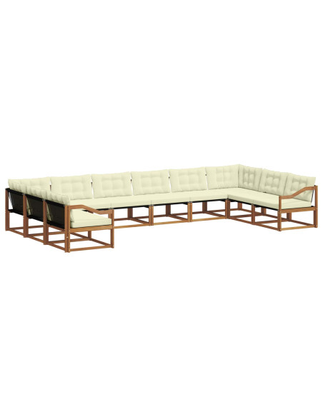 Set di divani con cuscino 10 pcs Naturale e Crema