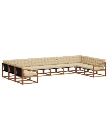 Set di divani con cuscino 10 pcs Naturale e Beige