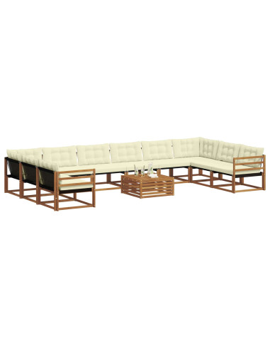 Set di divani con cuscino 11 pcs Naturale e Crema