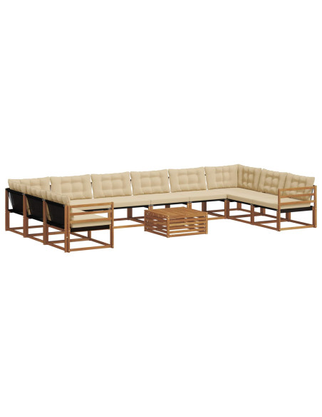 Set di divani con cuscino 11 pcs Naturale e Beige