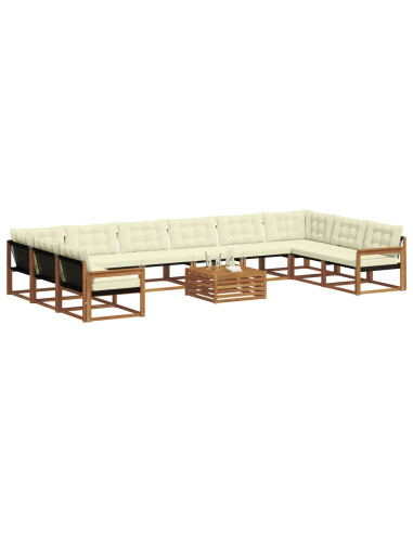 Set di divani con cuscino 11 pcs Naturale e Crema