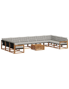 Set di divani con cuscino 11 pcs Grigio Naturale e Chiaro 2