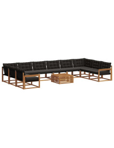Set di divani con cuscino 11 pcs Naturale e Nero 2