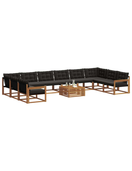 Set di divani con cuscino 11 pcs Naturale e Nero