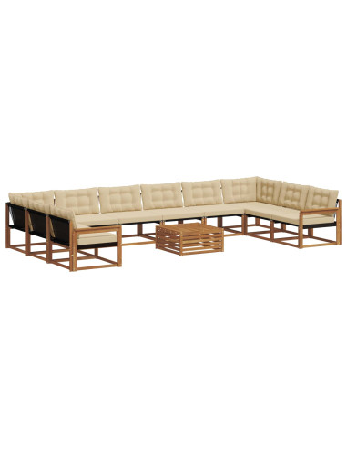 Set di divani con cuscino 11 pcs Naturale e Beige