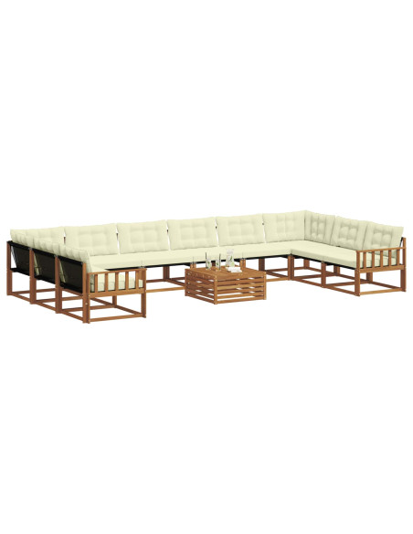 Set di divani con cuscino 11 pcs Naturale e Crema