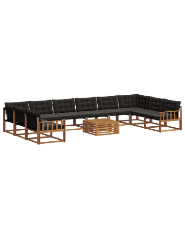 Set di divani con cuscino 11 pcs Naturale e Nero