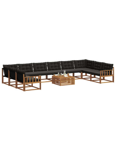 Set di divani con cuscino 11 pcs Naturale e Nero
