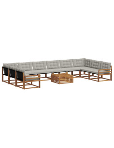 Set di divani con cuscino 11 pcs Grigio Naturale e Chiaro 2