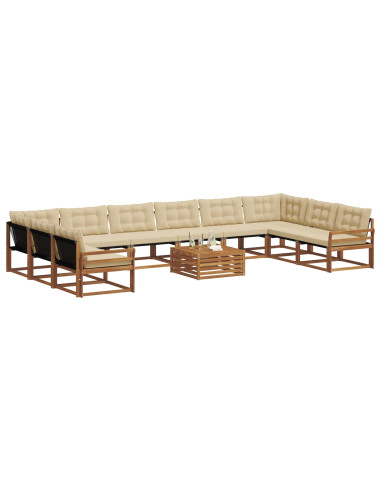 Set di divani con cuscino 11 pcs Naturale e Beige
