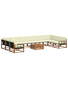 Set di divani con cuscino 11 pcs Naturale e Crema 2