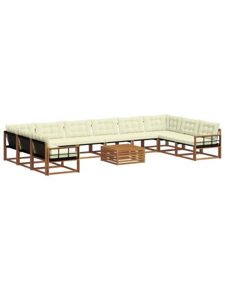 Set di divani con cuscino 11 pcs Naturale e Crema