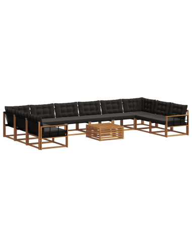Set di divani con cuscino 11 pcs Naturale e Nero