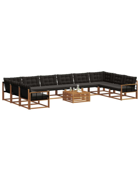 Set di divani con cuscino 11 pcs Naturale e Nero