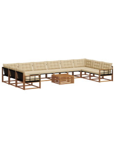 Set di divani con cuscino 11 pcs Naturale e Beige 2