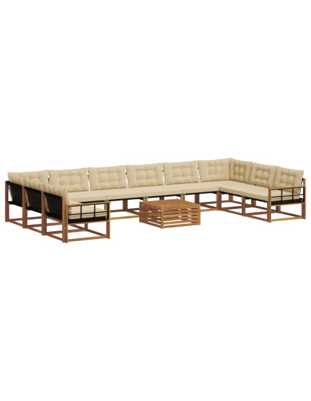 Set di divani con cuscino 11 pcs Naturale e Beige