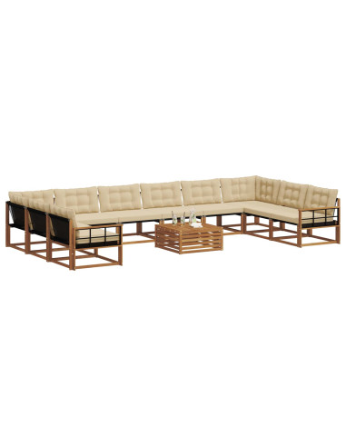 Set di divani con cuscino 11 pcs Naturale e Beige