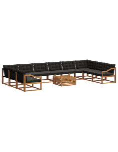 Set di divani con cuscino 11 pcs Naturale e Nero 2