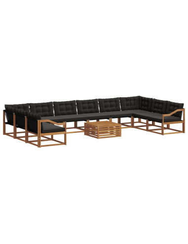 Set di divani con cuscino 11 pcs Naturale e Nero