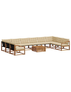 Set di divani con cuscino 11 pcs Naturale e Beige 2