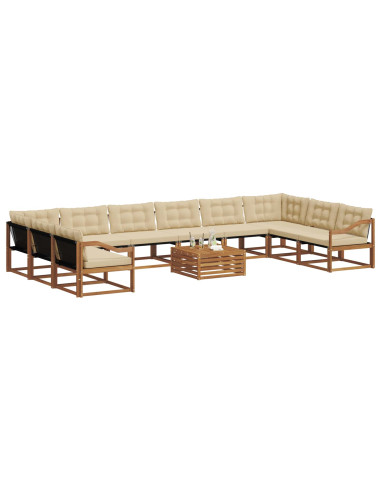 Set di divani con cuscino 11 pcs Naturale e Beige