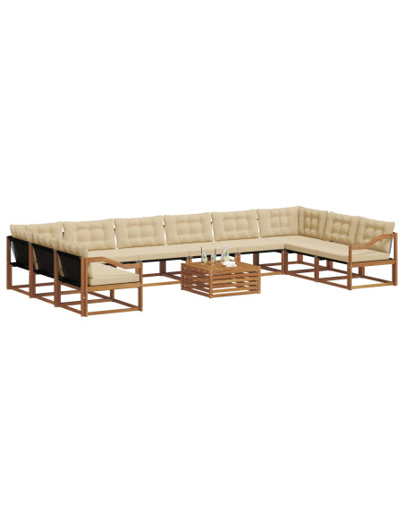 Set di divani con cuscino 11 pcs Naturale e Beige