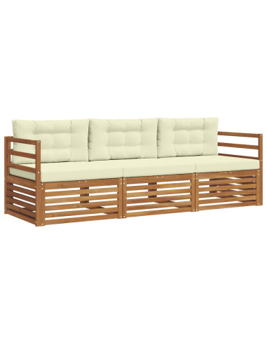 Set di divani con cuscino 3 pcs Naturale e Crema
