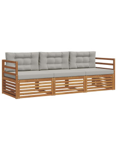 Set di divani con cuscino 3 pcs Grigio Naturale e Chiaro 2