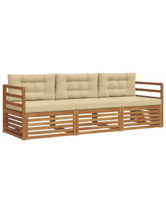 Set di divani con cuscino 3 pcs Naturale e Beige 2