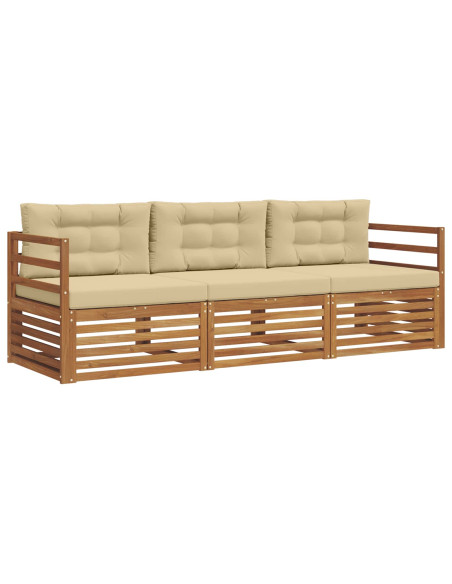 Set di divani con cuscino 3 pcs Naturale e Beige