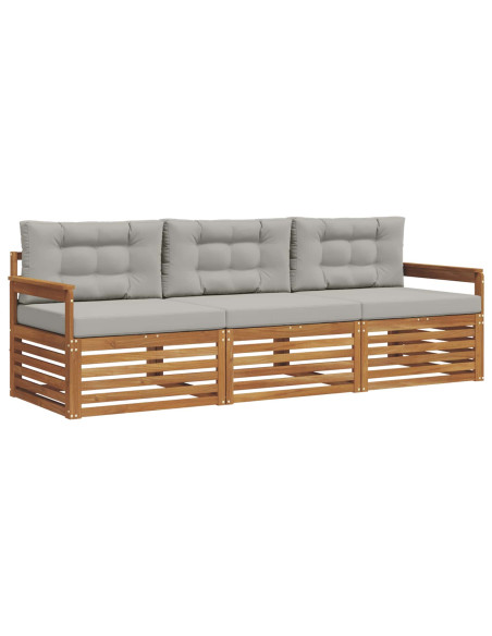 Set di divani con cuscino 3 pcs Grigio Naturale e Chiaro
