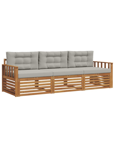 Set di divani con cuscino 3 pcs Grigio Naturale e Chiaro