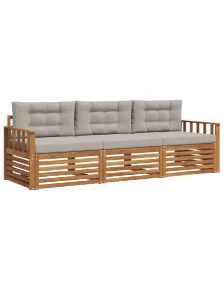 Set di divani con cuscino 3 pcs Grigio Naturale e Chiaro
