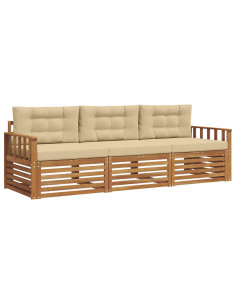 Set di divani con cuscino 3 pcs Naturale e Beige 2
