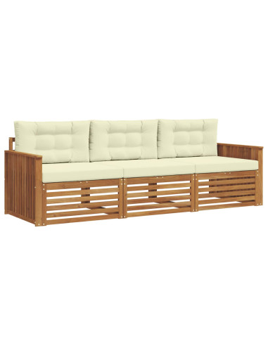 Set di divani con cuscino 3 pcs Naturale e Crema