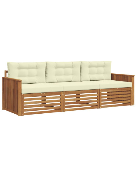 Set di divani con cuscino 3 pcs Naturale e Crema