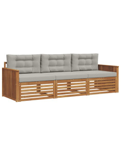 Set di divani con cuscino 3 pcs Grigio Naturale e Chiaro 2