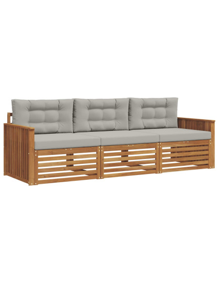 Set di divani con cuscino 3 pcs Grigio Naturale e Chiaro