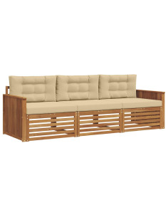 Set di divani con cuscino 3 pcs Naturale e Beige 2