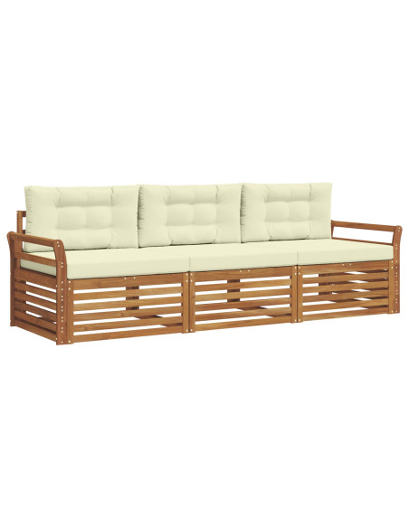 Set di divani con cuscino 3 pcs Naturale e Crema